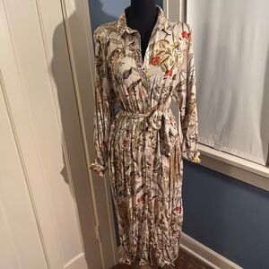 H&M Multicolor Botanical Long Sleeve Dress